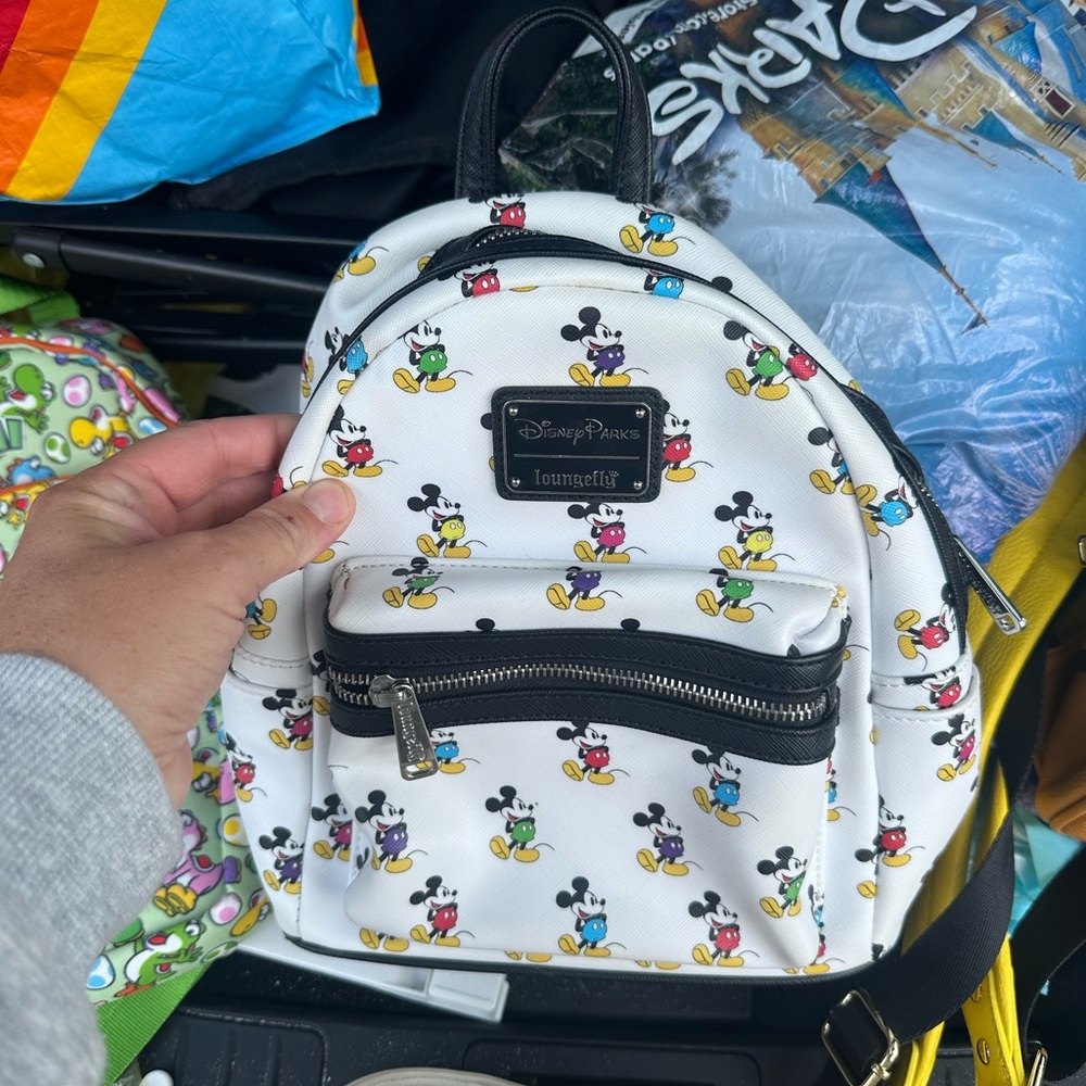 Loungefly White Backpack with Mickey Mouse Print